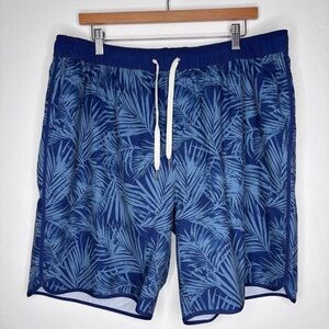 Fair Harbor Blue Palm Print Lined Swim Trunks Size 3X EUC